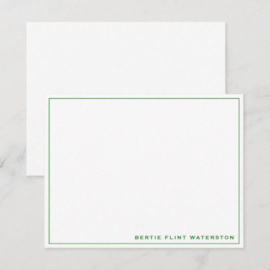 Minimalistische Green Border Note Kaart Notitiekaartje (Voorkant / Achterkant)