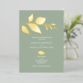 Minimalistische Green Engagement Party Folie Uitnodiging (Staand Voorkant)