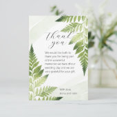 Minimalistische Green Fern bruiloft dank u kaart (Staand voorkant)