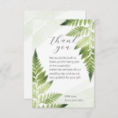 Minimalistische Green Fern bruiloft dank u kaart (Voorkant / Achterkant)
