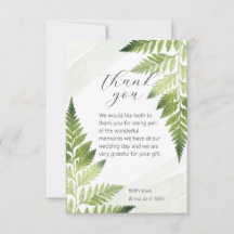 Minimalistische Green Fern bruiloft dank u kaart