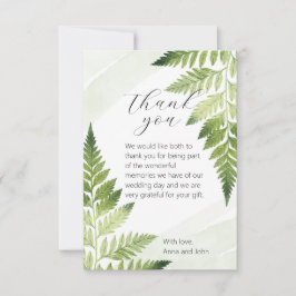 Minimalistische Green Fern bruiloft dank u kaart