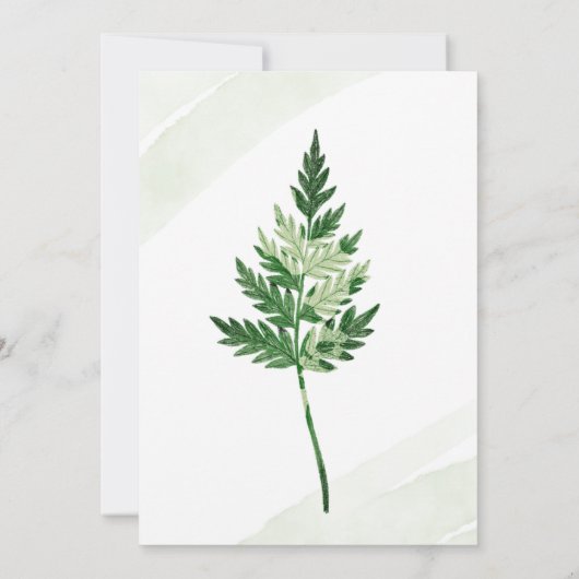 Minimalistische Green Fern bruiloft dank u kaart (Achterkant)