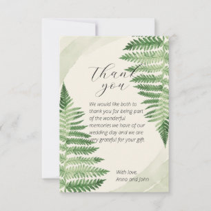 Minimalistische Green Fern bruiloft dank u kaart