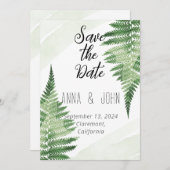 Minimalistische Green Fern bruiloft Kaart (Voorkant / Achterkant)