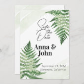Minimalistische Green Fern bruiloft Kaart (Voorkant / Achterkant)