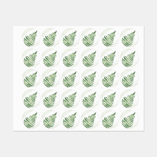 Minimalistische Green Fern bruiloft Labels (Vel)