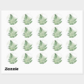 Minimalistische Green Fern bruiloft Ronde Sticker (Vel)