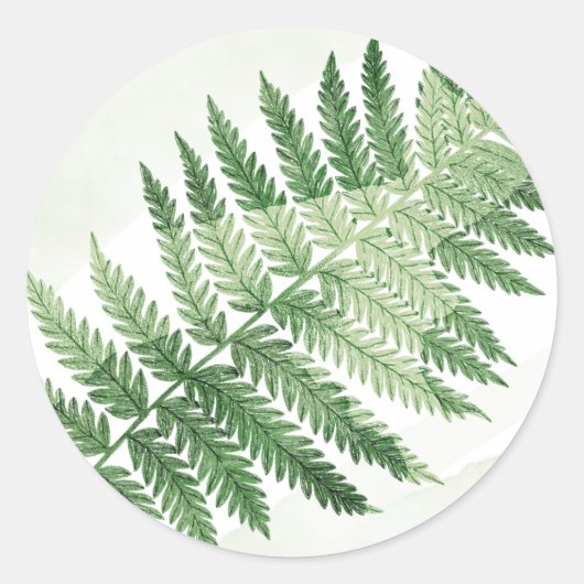 Minimalistische Green Fern bruiloft Ronde Sticker (Voorkant)