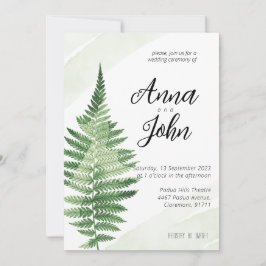 Minimalistische Green Fern bruiloft uitnodiging