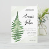 Minimalistische Green Fern bruiloft uitnodiging (Staand voorkant)