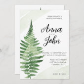 Minimalistische Green Fern bruiloft uitnodiging (Voorkant / Achterkant)
