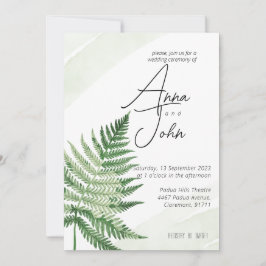 Minimalistische Green Fern bruiloft uitnodiging