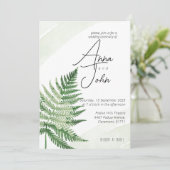 Minimalistische Green Fern bruiloft uitnodiging (Staand voorkant)