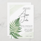 Minimalistische Green Fern bruiloft uitnodiging (Voorkant / Achterkant)