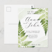 Minimalistische Green Fern bruiloft uitnodiging (Voorkant / Achterkant)