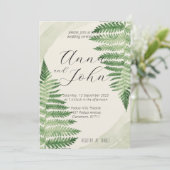 Minimalistische Green Fern bruiloft uitnodiging (Staand voorkant)