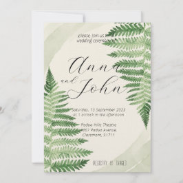 Minimalistische Green Fern bruiloft uitnodiging