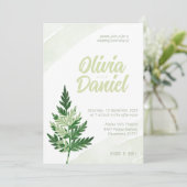 Minimalistische Green Fern bruiloft uitnodiging (Staand voorkant)