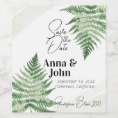 Minimalistische Green Fern bruiloft Wijn Etiket (Enkel label)