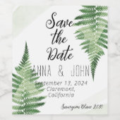 Minimalistische Green Fern bruiloft Wijn Etiket (Enkel label)