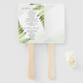 Minimalistische Green Fern Trouwprogramma Fan Handwaaier (Voorkant en achterkant)