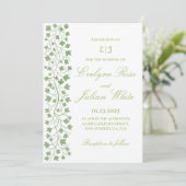 Minimalistische Green Ivy bruiloft uitnodiging (Staand voorkant)