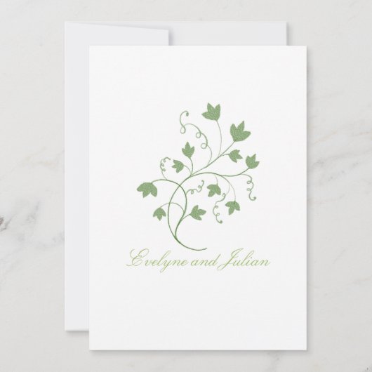 Minimalistische Green Ivy bruiloft uitnodiging (Achterkant)