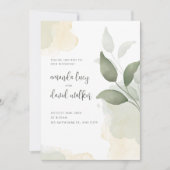 Minimalistische Green Leaf bruiloft uitnodiging (Voorkant)