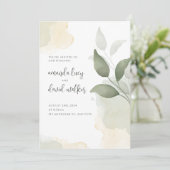 Minimalistische Green Leaf bruiloft uitnodiging (Staand voorkant)