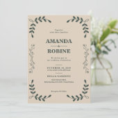 Minimalistische Green Leaf bruiloft uitnodiging (Staand voorkant)