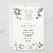 Minimalistische Greenery Baby Girl Douche Uitnodig Kaart (Voorkant)