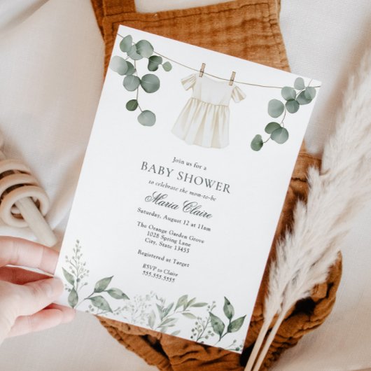 Minimalistische Greenery Baby Girl Douche Uitnodig Kaart