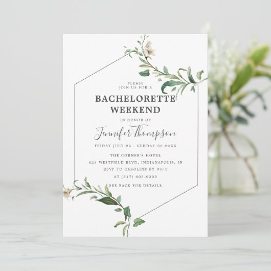 Minimalistische Greenery Bachelorette Weekendroute Kaart (Staand voorkant)