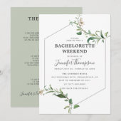 Minimalistische Greenery Bachelorette Weekendroute Kaart (Voorkant / Achterkant)