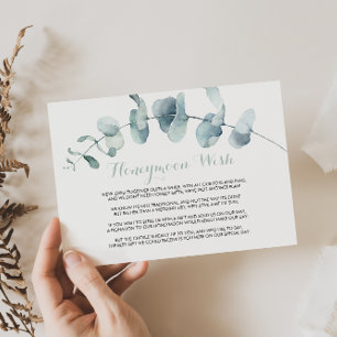 Minimalistische Greenery White Honeymoon Wish Informatiekaartje