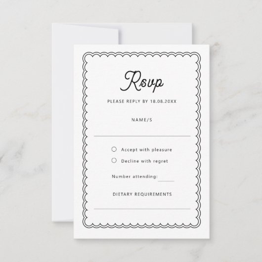 Minimalistische grens RSVP Reply Kaart (Voorkant)