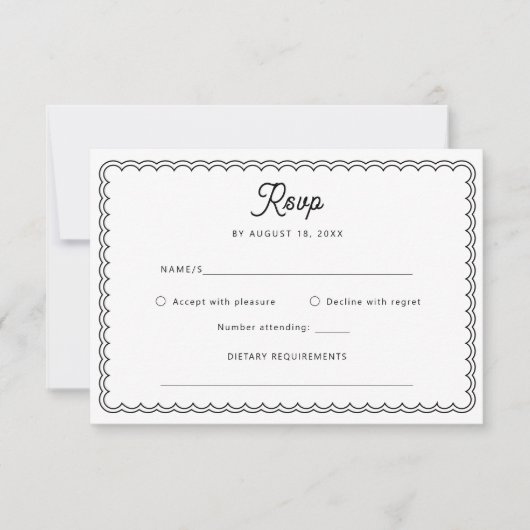 Minimalistische grens RSVP Reply Kaart (Voorkant)