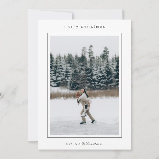 Minimalistische grensfoto moderne kerst feestdagenkaart (Voorkant)