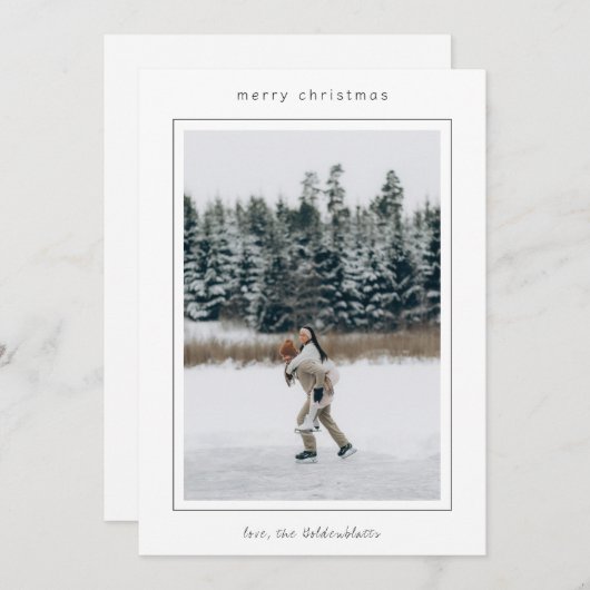 Minimalistische grensfoto moderne kerst feestdagenkaart (Voorkant / Achterkant)