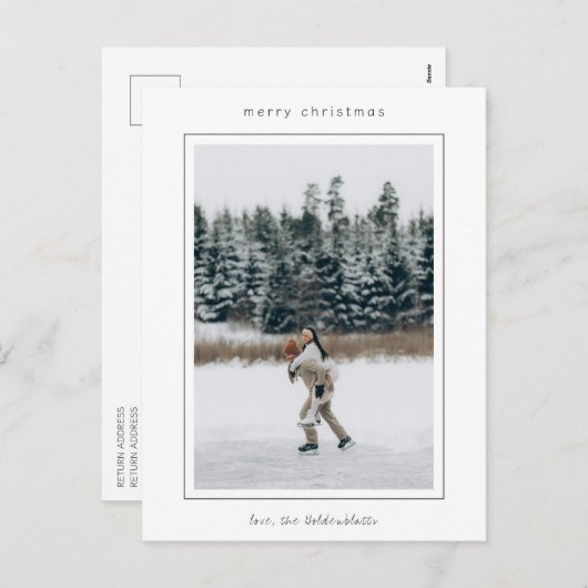 Minimalistische grensfoto moderne kerst feestdagenkaart (Voorkant / Achterkant)