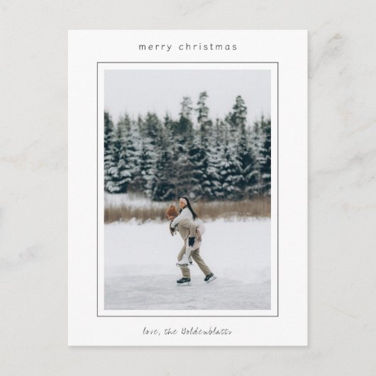 Minimalistische grensfoto moderne kerst feestdagenkaart (Voorkant)