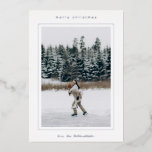Minimalistische grensfoto moderne kerst folie feestdagenkaart<br><div class="desc">Moderne kerstkaart met een minimalistisch ontwerp met uw foto in een eenvoudig lijst.</div>