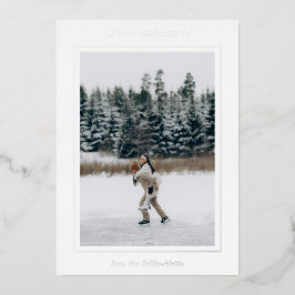 Minimalistische grensfoto moderne kerst folie feestdagenkaart