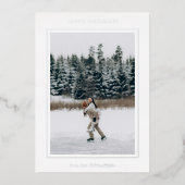 Minimalistische grensfoto moderne kerst folie feestdagenkaart (Voorkant)