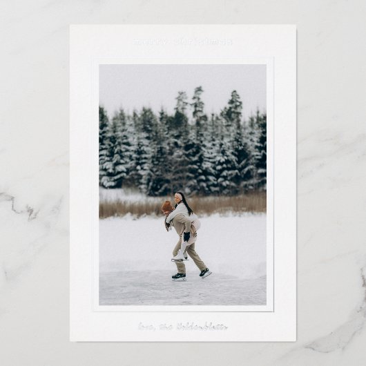 Minimalistische grensfoto moderne kerst folie feestdagenkaart (Voorkant)