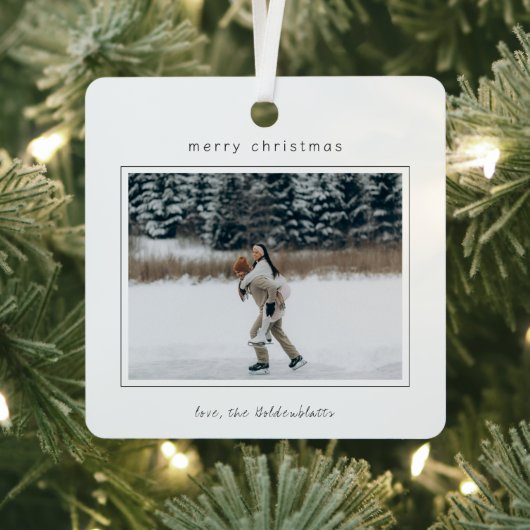 Minimalistische grensfoto moderne kerst metalen ornament (Insitu)