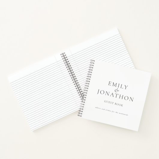 Minimalistische Grey schrijven bruiloft gastenboek Notitieboek (Binnen)