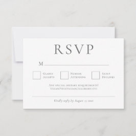 Minimalistische Grey Schrijven Wedding RSVP Kaartje