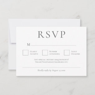 Minimalistische Grey Schrijven Wedding RSVP Kaartje